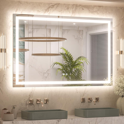 Keonjinn 24x32 Inch LED Bathroom Mirror with Lights, Frontlit & Backlit