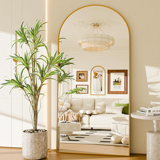 76"x34" Floor Mirror Full Length, Arched Full Length Mirror with Stand, Large Full Body Mirrors for Bedroom Living Room or Cloakroom Gold