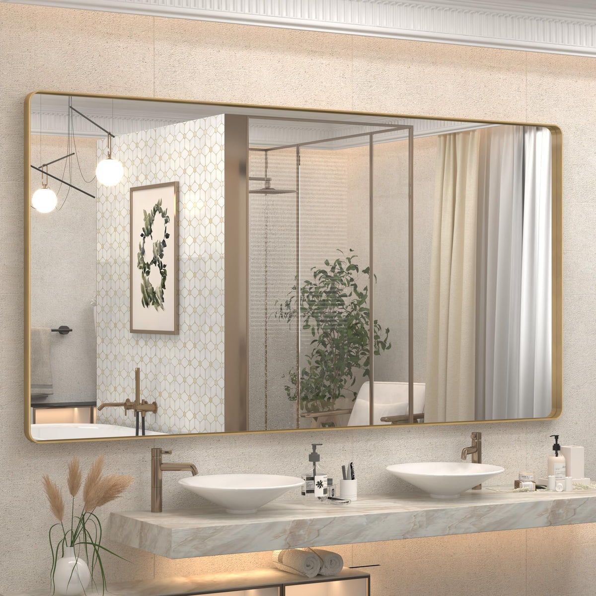 24x30 Inch Black Metal Framed Bathroom Mirror for Wall